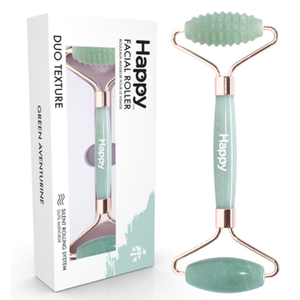 HAPPY DUO TEXTURE FACIAL ROLLER ~ GREEN AVENTURINE