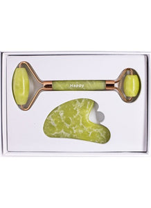 HAPPY FACIAL ROLLER & GUA SHA SET ~ JADE