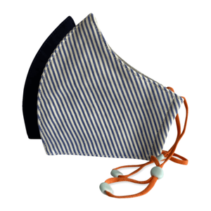 HAPPY KIDS 3-LAYER ORGANIC MASK - NAVY & BLUE STRIPE