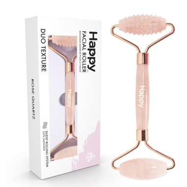 HAPPY DUO TEXTURE FACIAL ROLLER ~ ROSE QUARTZ