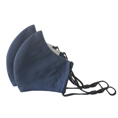 HAPPY 3-LAYER ORGANIC MASK - NAVY 2pk